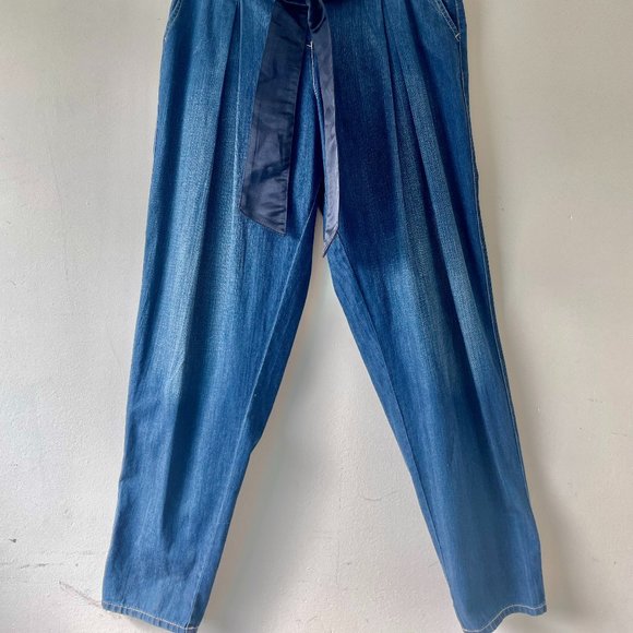 Vintage Ladies EMPORIO ARMANI Blue Jeans Pant with belt Size 8 - Picture 2 of 4